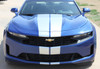 Silver Hood Stripes on Blue Camaro - 2019 Camaro Racing Rally Stripes TURBO RALLY 19 2019-2020