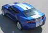 Silver Hood Stripes on Blue Camaro - 2019 Camaro Racing Rally Stripes TURBO RALLY 19 2019-2020