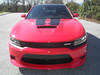 Front of Red 2023 Dodge Charger HEMI Hood Stripes CHARGER 15 HOOD 2015-2024