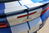Close up of rear spoiler view of 2016 2017 2018 Camaro Rally Stripes TURBO RALLY Racing Stripes and Graphic Decals