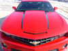 Red Chevy Camaro with 2009-2015 Chevy Camaro Hood Stripes Decals HOOD SPIKES