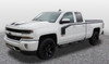 Side of white FLOW 2018 2017 2016 Chevy Silverado "Special Edition Rally" Hood and Side Door Body Hockey Accent Vinyl Graphic Stripe