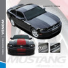 VENOM : 2013-2014 Ford Mustang Super Snake Center Hood Wide Racing Stripes Rally Decals Vinyl Graphics Kit