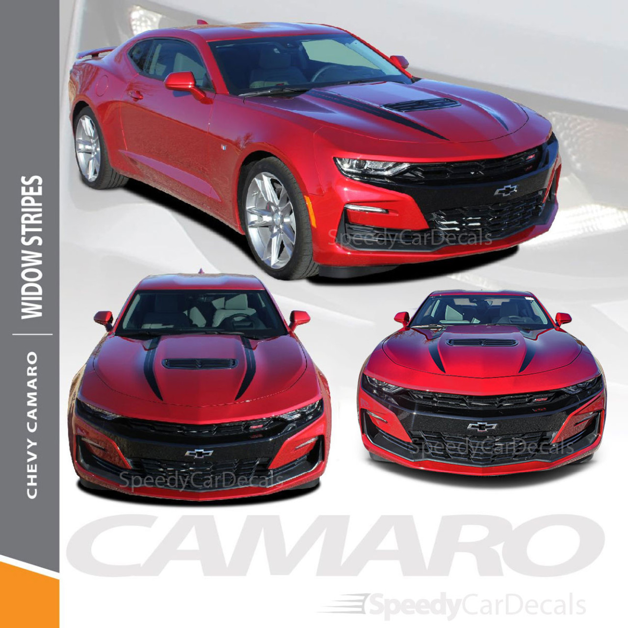 camaro 2022 black with red stripes