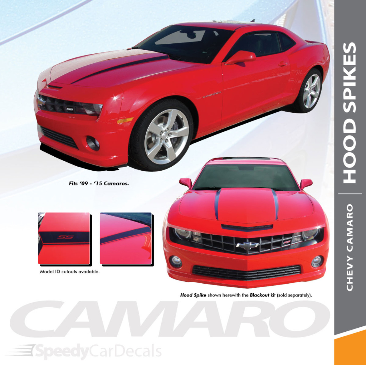 HOOD SPIKES | Chevy 2010-2015 Camaro Hood Decal Stripe Kit Premium Auto Vinyl  Decals - SpeedyCarDecals - Fast Car Decals, Auto Decals, Auto Stripes,  Vehicle Specific Graphics