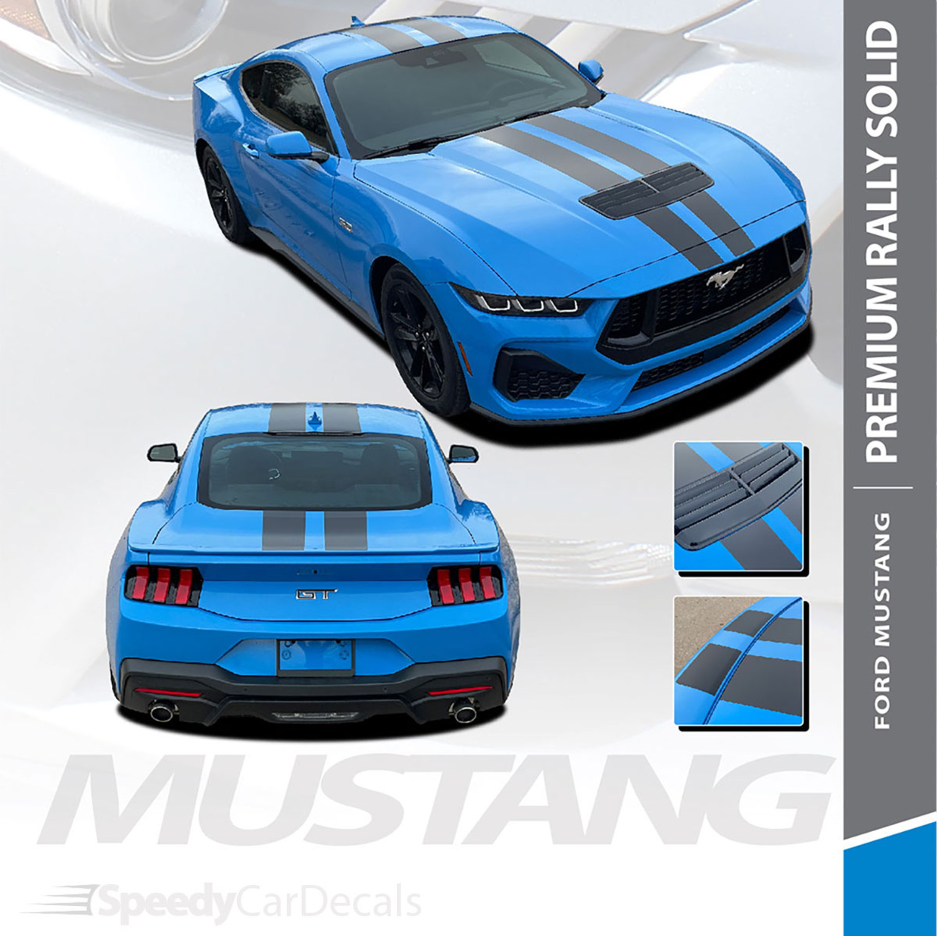 2024 2025 Ford Mustang GT Rally Hood Racing Stripes Solid Color