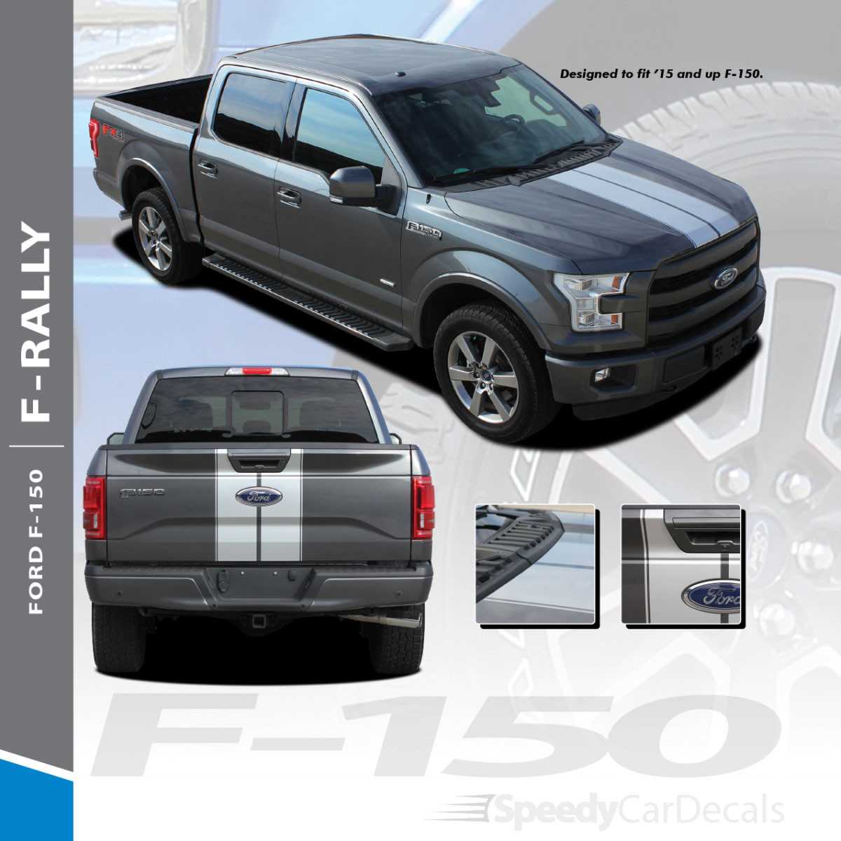 Rocky Mountain Graphics Hockey Side Stripes Vinyl Decal For 2016-2018 Ford F-150 – 5.5' Bed – Made In USA
