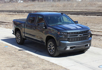 Front side view of 2020 Chevy Silverado Racing Stripes BOW RALLY 2019-2026