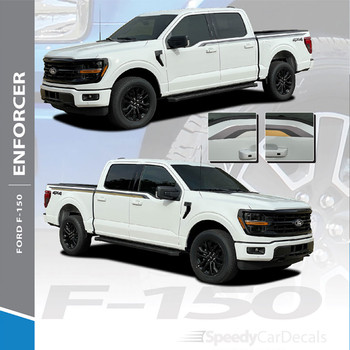 2021 2022 2023 2024 2025 2026 Ford F150 FP700 Performance Side Door Stripes Decals ENFORCER Black or Bronze Auto Striping (SCD-9818)