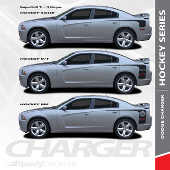 RECHARGE HOCKEY : 2011-2014 Dodge Charger Rear Quarter Panel Extended Vinyl Graphic Decal Striping Kit