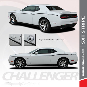SXT STRIPE : 2011-2018 2019 2020 2021 2022 Dodge Challenger Thin Side Door Factory Style Vinyl Graphic Stripes