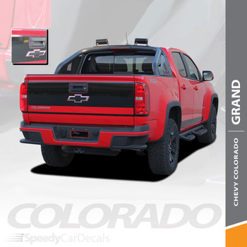 GRAND : 2015-2020 Chevy Colorado Rear Tailgate Blackout Accent Vinyl Graphic Package Decal Stripe Kit Wet and Dry Install Vinyl