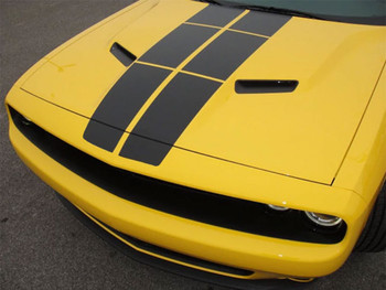 Front of Yellow 2018 Challenger Blacktop Stripes PULSE RALLY 2015-2019 2020 2021 2022