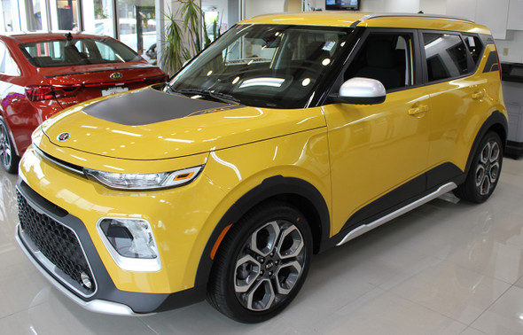 Front of Yellow 2020 2021 2022 2023 Kia Soul Stripes SOULPATCH 20