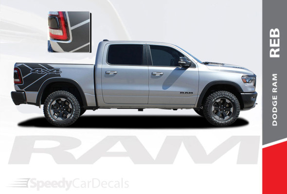 Dodge Ram 1500 Rebel REB SIDES Vinyl Graphic Stripes 2019-2021 2022 2023 (SCD-6940)