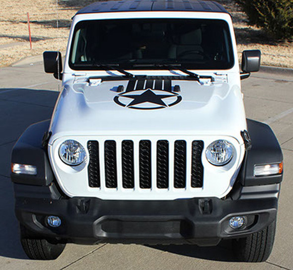 ALPHA HOOD : Jeep Gladiator Hood Decals with Star Vinyl Graphics Stripes for 2020-2021 2022 2023