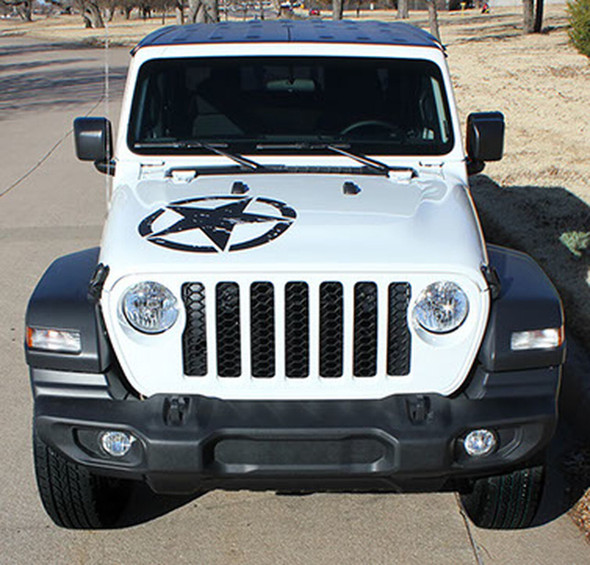 Front Hood View of LEGEND HOOD KIT : 2020-2021 2022 2023 Jeep Gladiator Hood Decals Package