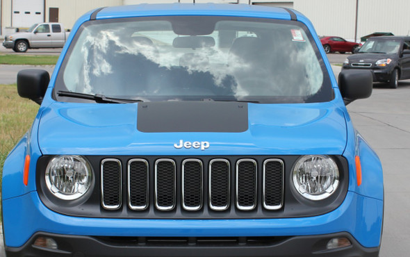 Front View of 2014-2021 2022 2023 Jeep Renegade Hood Stripes RENEGADE HOOD