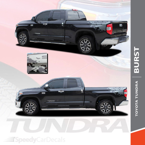 BURST | Toyota Tundra Rear Bed Vinyl Graphics with Upper Body Accent Stripe Decals Kit 2015-2021 Premium Auto Striping