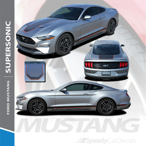 2018 2019 2020 2021 2022 2023 Ford Mustang MACH 1 Style Racing Stripe Wide Center Decals SUPERSONIC (Digital Print)