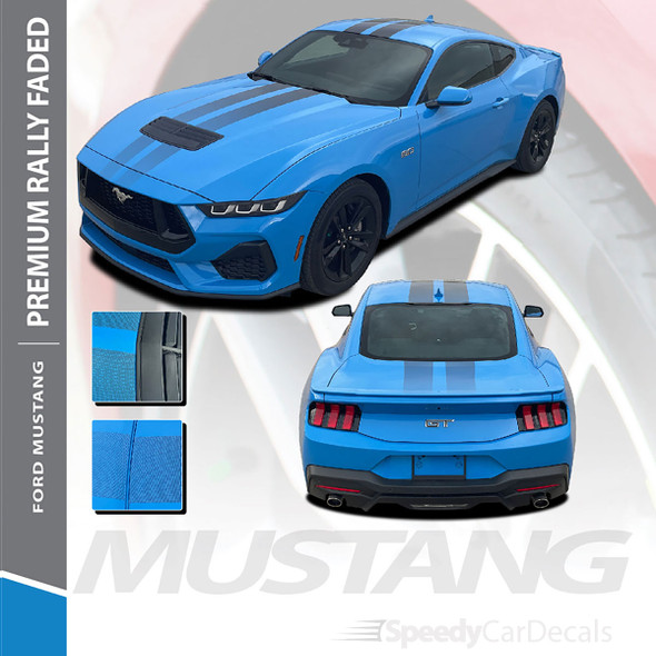 2024 2025 Ford Mustang GT PREMIUM RALLY FADED Racing Stripes Hood Decals Auto Striping