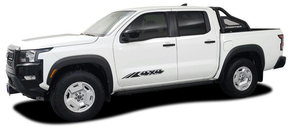 Side view of 4x4 Side Decals For Nissan Frontier 2022-2024 HARDBODY KIT 