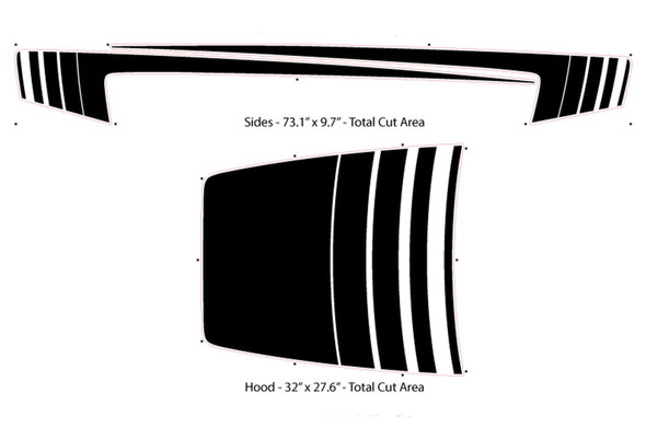 Showing vinyl parts for Angry BEE Hood & Side Stripes for Dodge Chargers 2015-2024