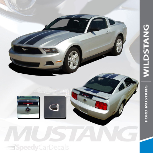 WILDSTANG 10 : 2010-2012 Ford Mustang Hood Roof Trunk Racing Stripes Rally Vinyl Graphic Kit
