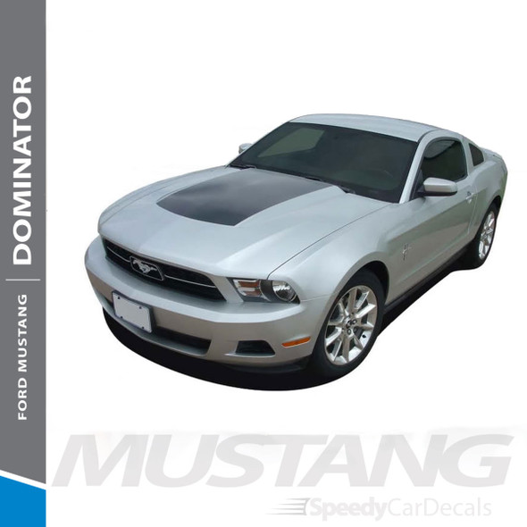 DOMINATOR HOOD : 2010-2012 Ford Mustang Center Hood Blackout Vinyl Graphics Decal Kit