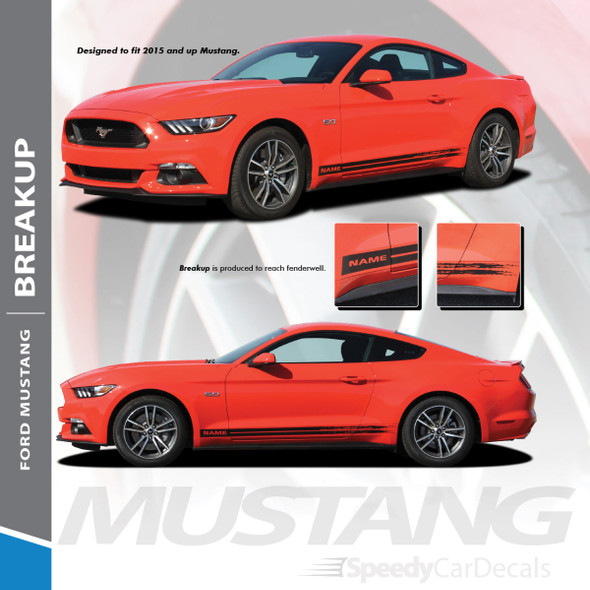 BREAKUP ROCKER : 2015-2017 Ford Mustang Rocker Panel Stripes Vinyl Graphic Decals Kit