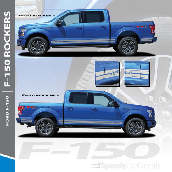 F-150 ROCKER ONE : 2015-2018 2019 2020 2021 2022 2023 Ford F-150 Lower Door Rocker Panel Stripes Vinyl Graphic Decals Kit