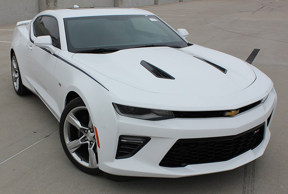 Front angle view of Chevy Camaro Side Upper Decal Kit 3M PIKE 2016-2017-2018