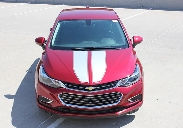 Front view red 2018 Chevy Cruze Dual Racing Stripes DRIFT RALLY 3M 2016-2019