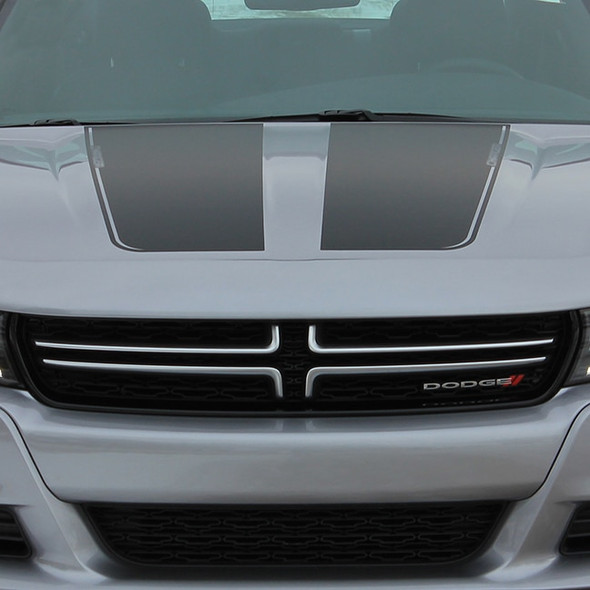 front of grey RECHARGE 15 HOOD | Dodge Charger Hood Graphics 2015-2023