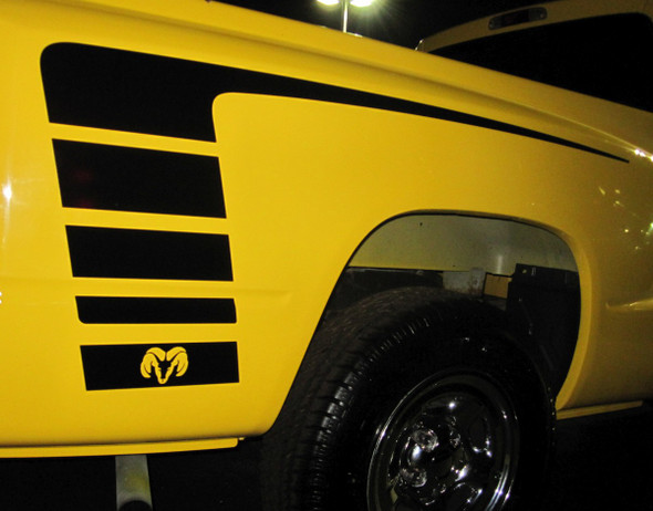 Profile of Yellow Dodge Power Wagon Stripes Ram 1500 Truck POWER 2009-2018 (2019-2021 2022 2023 Ram Classic) Premium Vinyl