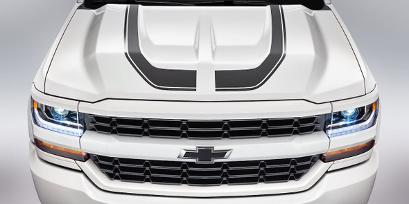 White Chevy Silverado Hood Decals FLOW HOOD Stripes 2016 2017 2018