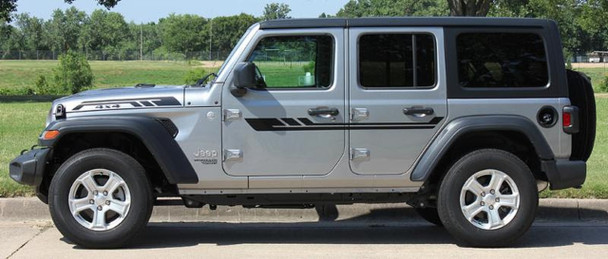 Side View of 2019 Jeep Wrangler Stripes BYPASS SIDE KIT 2018-2020 2021 2022 2023