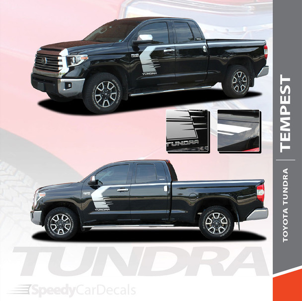 TEMPEST | Toyota Tundra Side Body Vinyl Graphics Door to Bed Upper Accent Decal Stripes Kit Premium Auto Striping