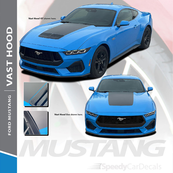2024 2025 Ford Mustang VAST HOOD Stripes Hood Decals Auto Vinyl Graphics Striping (SCD-9316)