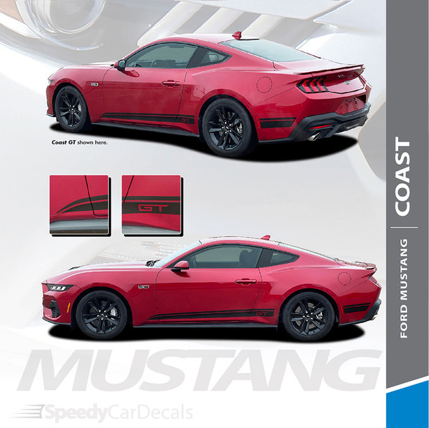 2024 2025 Ford Mustang COAST Stripes Side Decals Auto Vinyl Graphics Striping (SCD-9379)
