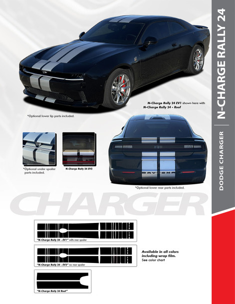 N CHARGE 24 | Dodge Charger EV with Racing Stripes Decals 3M 2024-2026 Premium Auto Striping