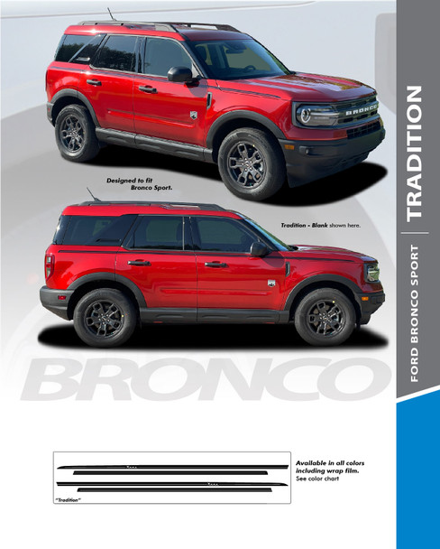 2021-2026 Ford Bronco Sport Side Stripes TRADITIONS SIDE All Models (SCD-9139)