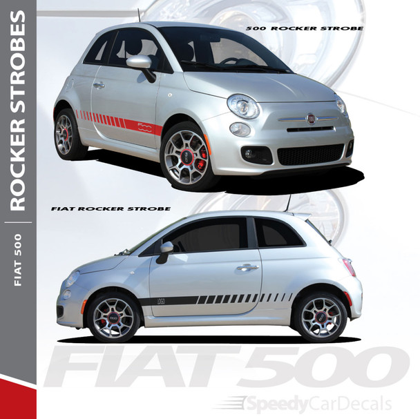 SE 5 ROCKER STROBES : 2011-2019 Fiat 500 Abarth Lower Door Rocker Panel Vinyl Graphics Stripes Decals Kit