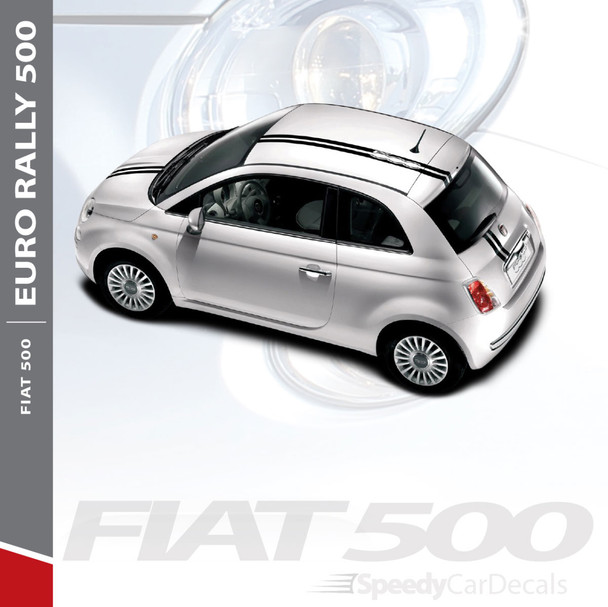 EURO RALLY : 2011-2019 Fiat 500 Offset Racing Stripe Abarth Vinyl Graphics Striping Decals Kit