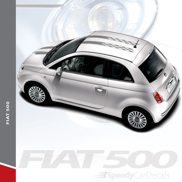 CHECK RALLY : 2011-2019 Fiat 500 Abarth Hood Roof Vinyl Graphics Stripes Decals Kit