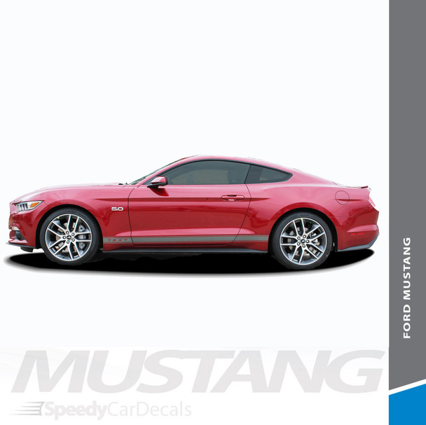 STALLION ROCKER ONE : 2015-2017 Ford Mustang Lower Door Rocker Panel Stripes Vinyl Graphic Decals Kit