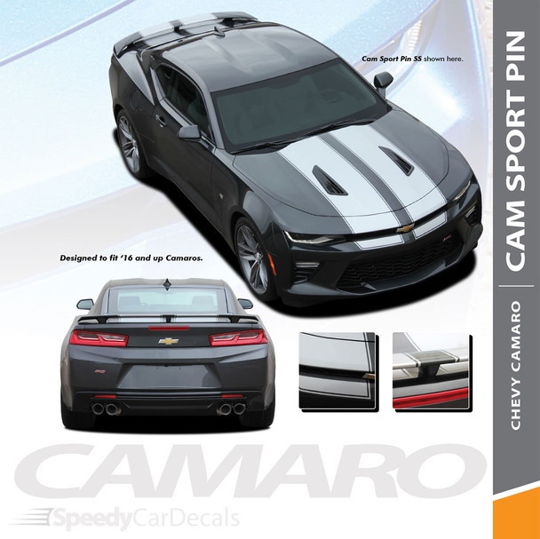 Camaro SS Rally Stripes CAM SPORT PIN 2016-2018 Racing Decal Graphics Wet Install and Dry Install