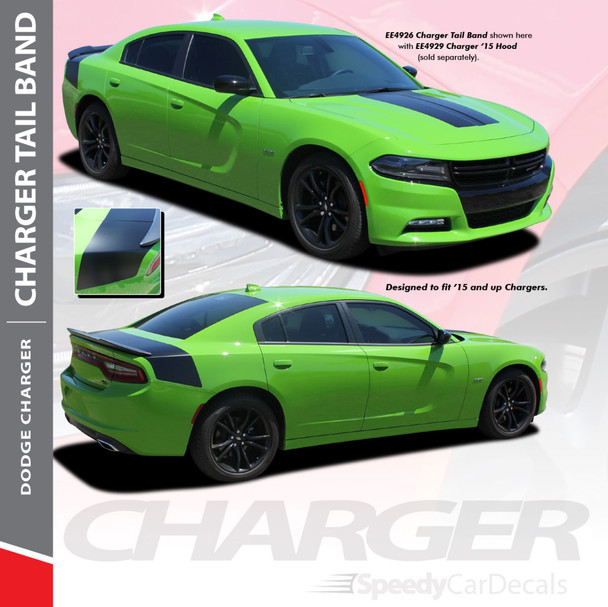 TAILBAND 15 : 2015-2019 2020 2021 2022 2023 Dodge Charger Hemi Daytona R/T SRT 392 Hellcat Mopar Blackout Style Rear Decklid Trunk Vinyl Graphics Decals Kit