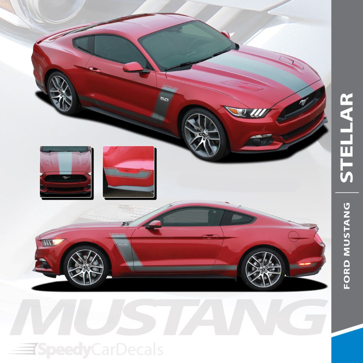 Hood And Side Graphics For Ford Mustang Stellar 3m 2015 2017 Premium And Supreme Install