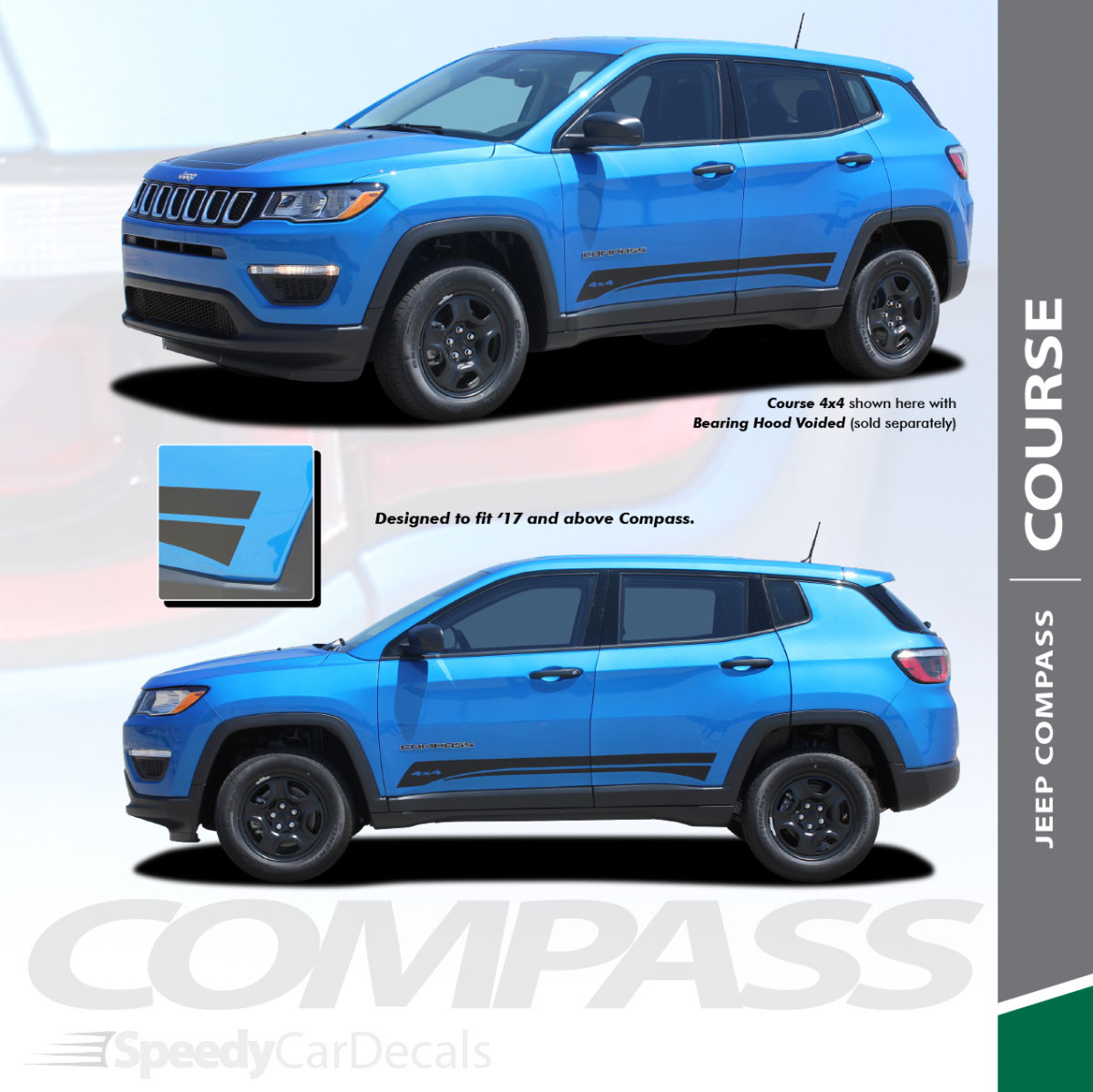 2017-2020 2021 2022 2023 2024 Jeep Compass COURSE Side Stripes